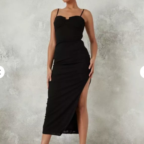 Missguided Dresses & Skirts - Missguided -Black Mesh Low Back Midaxi Dre…